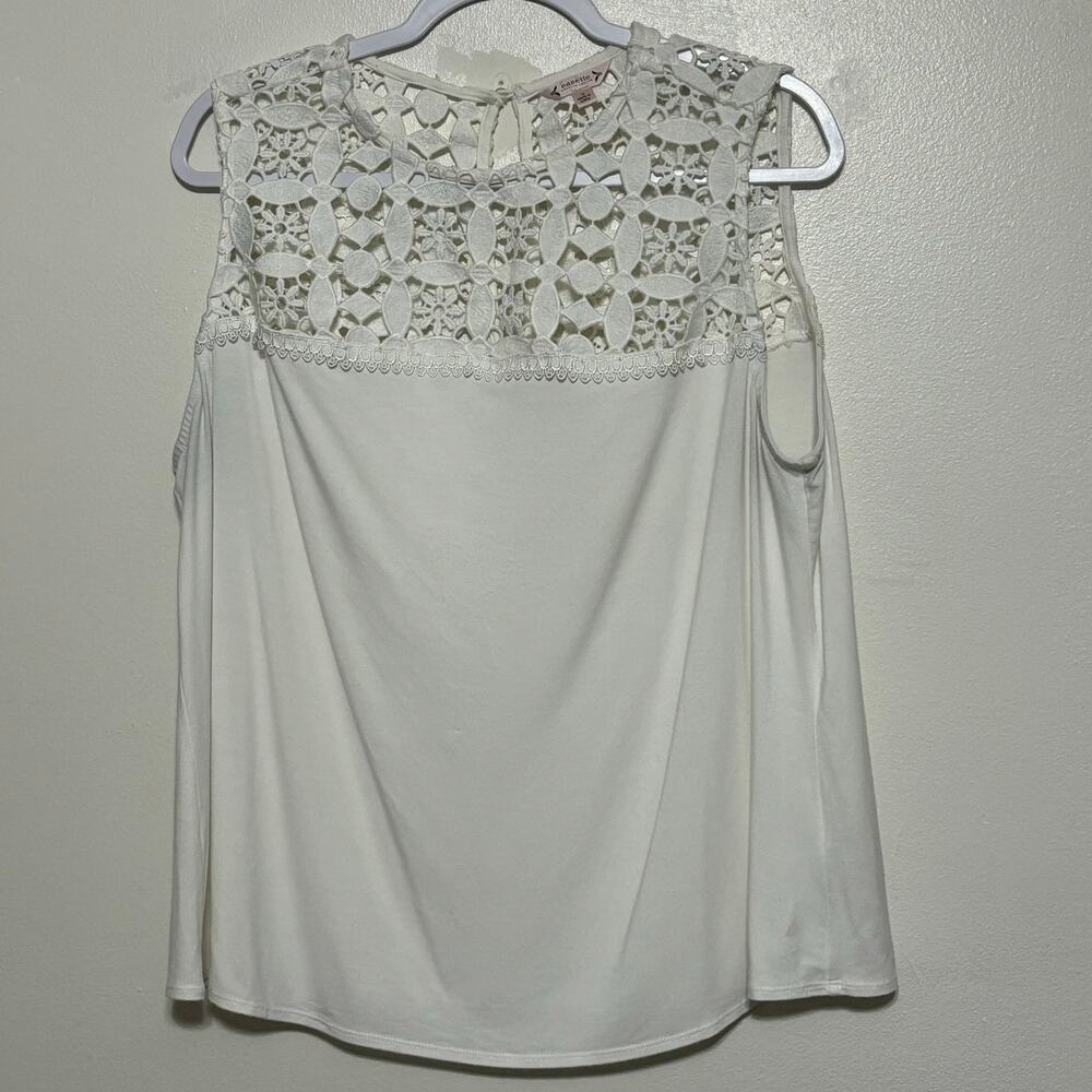 Nanette Lepore Ivory Crocheted Lace Sleeveless Top Size 1X